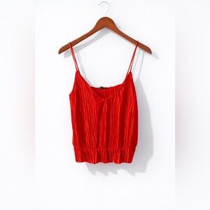Zara Red Pleated Satin Camisole